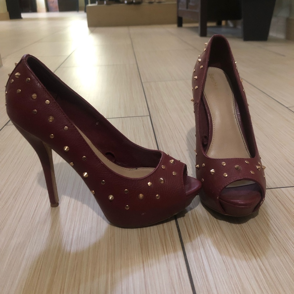 Red studded Bershka heels
